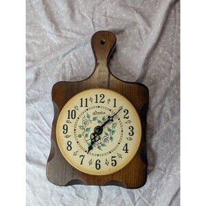 Vintage Linden Cutting Board Wall Clock, Works Great